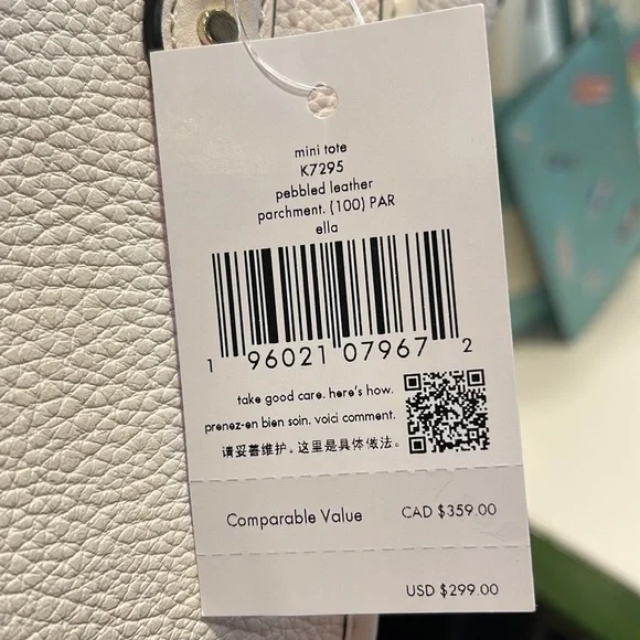 Kate Spade New York Ella Mini Tote Crossbody Pebbled Leather Parchment - Picture 7 of 16